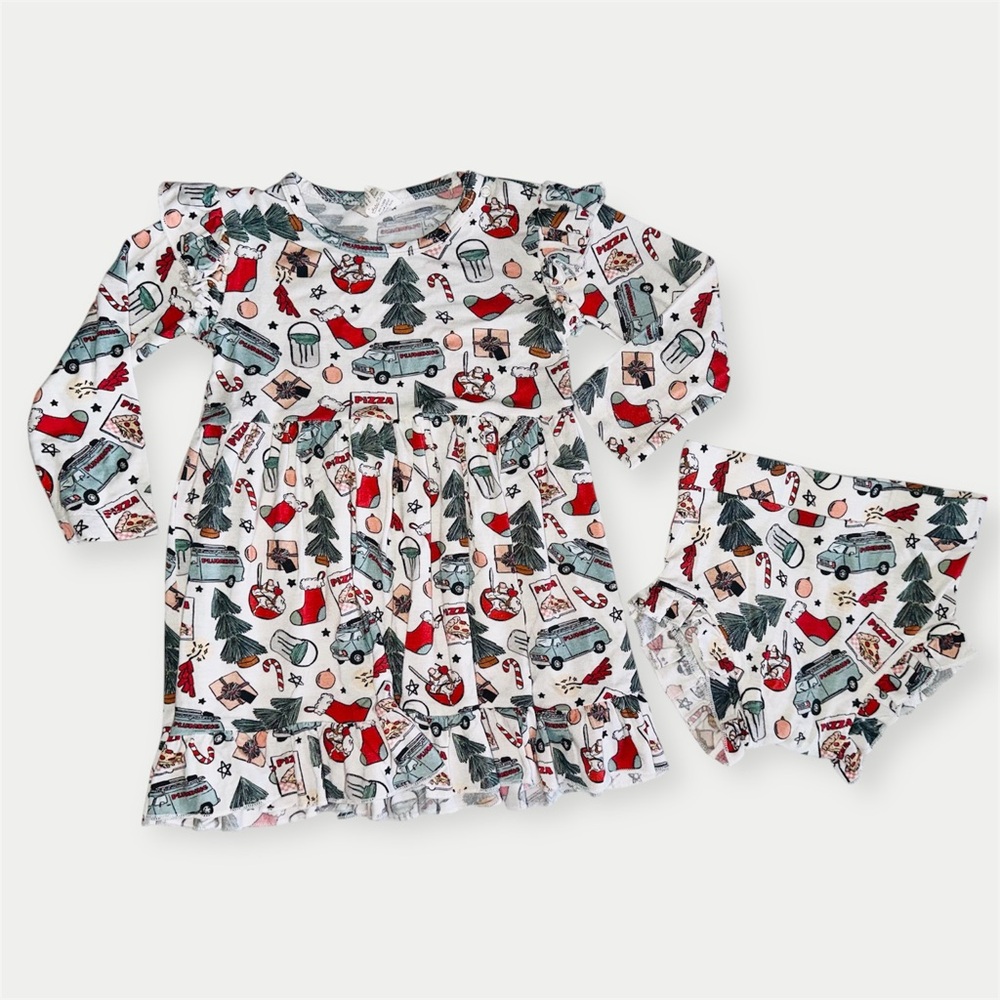 Bamboo Christmas Baby Dress Set